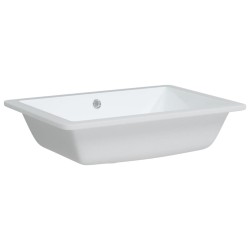 Évier de salle de bain blanc rectangulaire céramique 