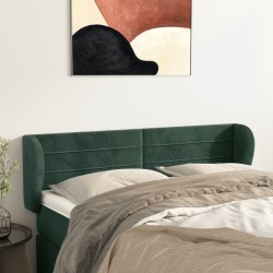 Tête de lit avec oreilles Vert foncé 147x23x78/88 cm Velours 