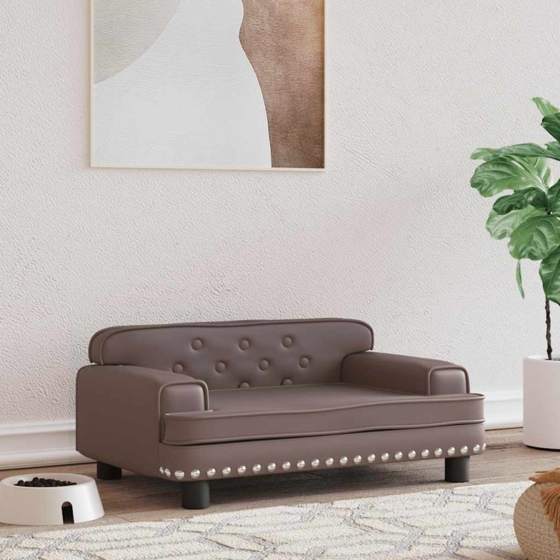 Lit pour chien marron 70x45x30 cm similicuir 