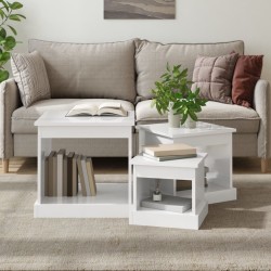 Tables basses 3 pcs blanc brillant bois d'ingénierie 