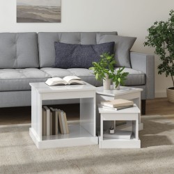 Tables basses 3 pcs blanc brillant bois d'ingénierie 