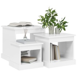 Tables basses 3 pcs blanc brillant bois d'ingénierie 