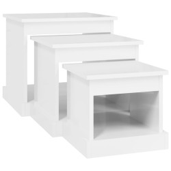 Tables basses 3 pcs blanc brillant bois d'ingénierie 