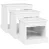 Tables basses 3 pcs blanc brillant bois d'ingénierie 