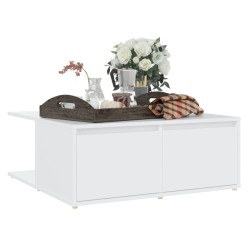 Table basse blanc 80x80x31 cm bois d'ingénierie 