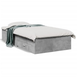 Cadre de lit avec tiroirs sans matelas gris béton 90x200 cm 