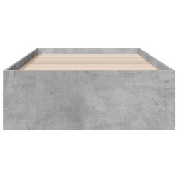 Cadre de lit avec tiroirs sans matelas gris béton 90x200 cm 