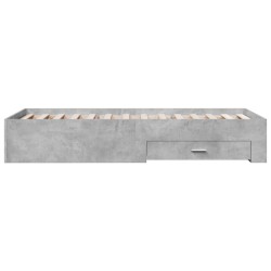 Cadre de lit avec tiroirs sans matelas gris béton 90x200 cm 