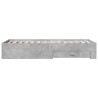 Cadre de lit avec tiroirs sans matelas gris béton 90x200 cm 