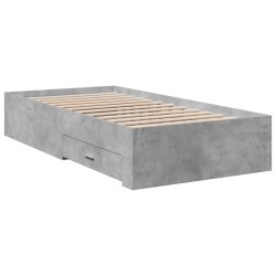 Cadre de lit avec tiroirs sans matelas gris béton 90x200 cm 