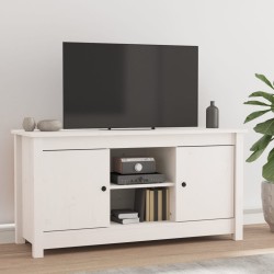 Meuble TV Blanc 103x36,5x52 cm Bois de pin massif 