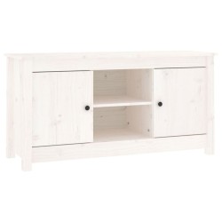 Meuble TV Blanc 103x36,5x52 cm Bois de pin massif 