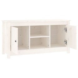 Meuble TV Blanc 103x36,5x52 cm Bois de pin massif 