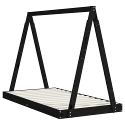 Cadre de lit pour enfant noir 80x160 cm bois de pin massif 