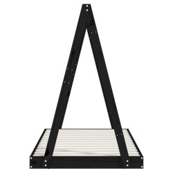 Cadre de lit pour enfant noir 80x160 cm bois de pin massif 