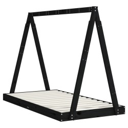 Cadre de lit pour enfant noir 80x160 cm bois de pin massif 
