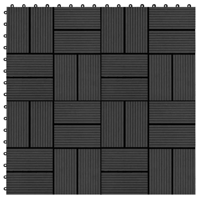 Carreaux de terrasse 22 pcs 30 x 30 cm 2 m² WPC Noir Carreaux de terrasse 22 pcs 30 x 30 cm 2 m² WPC Noir