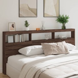 Armoire tête de lit avec LED chêne marron 220x17x102 cm 