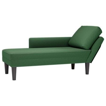 Chaise longue avec coussin vert jungle tissu en velours côtelé 