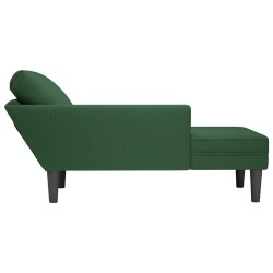 Chaise longue avec coussin vert jungle tissu en velours côtelé 