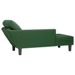 Chaise longue avec coussin vert jungle tissu en velours côtelé 