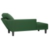 Chaise longue avec coussin vert jungle tissu en velours côtelé 