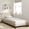 Cadre de lit avec tête de lit sans matelas crème 80x200cm tissu 