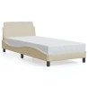 Cadre de lit avec tête de lit sans matelas crème 80x200cm tissu 
