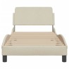 Cadre de lit avec tête de lit sans matelas crème 80x200cm tissu 