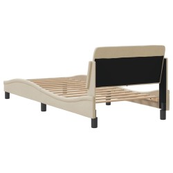 Cadre de lit avec tête de lit sans matelas crème 80x200cm tissu 