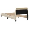 Cadre de lit avec tête de lit sans matelas crème 80x200cm tissu 