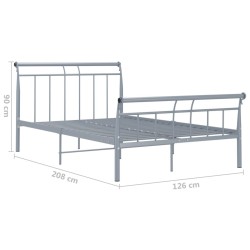 Cadre de lit sans matelas gris métal 120x200 cm 