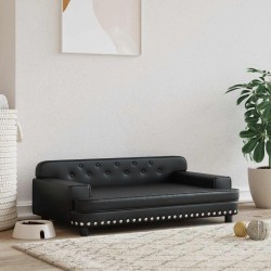 Lit pour chien noir 90x53x30 cm similicuir 