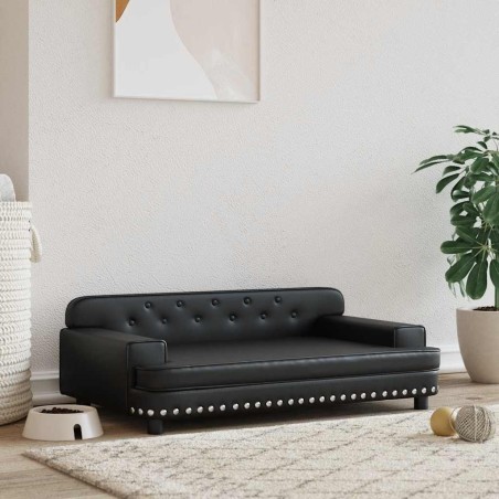 Lit pour chien noir 90x53x30 cm similicuir 