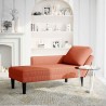 Chaise longue avec coussin rouge orange tissu en velours côtelé 