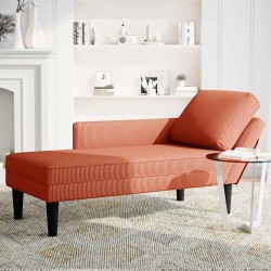 Chaise longue avec coussin rouge orange tissu en velours côtelé 