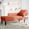Chaise longue avec coussin rouge orange tissu en velours côtelé 
