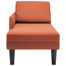 Chaise longue avec coussin rouge orange tissu en velours côtelé 