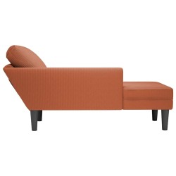 Chaise longue avec coussin rouge orange tissu en velours côtelé 