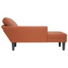 Chaise longue avec coussin rouge orange tissu en velours côtelé 