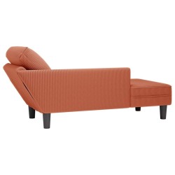 Chaise longue avec coussin rouge orange tissu en velours côtelé 