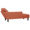 Chaise longue avec coussin rouge orange tissu en velours côtelé 