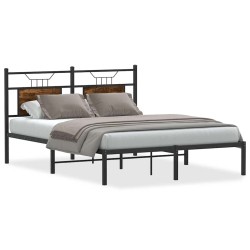 Cadre de lit sans matelas chêne fumé 137x190 cm bois ingénierie 