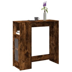 Table de bar avec étagères chêne fumé bois d'ingénierie 