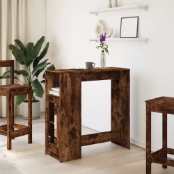 Table de bar avec étagères chêne fumé bois d'ingénierie 