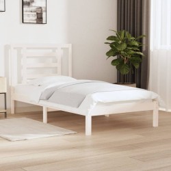 Cadre de lit sans matelas blanc 100x200 cm bois de pin massif 