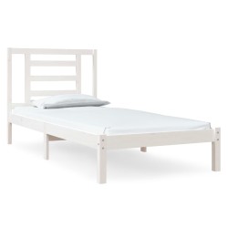 Cadre de lit sans matelas blanc 100x200 cm bois de pin massif 