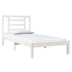 Cadre de lit sans matelas blanc 100x200 cm bois de pin massif 