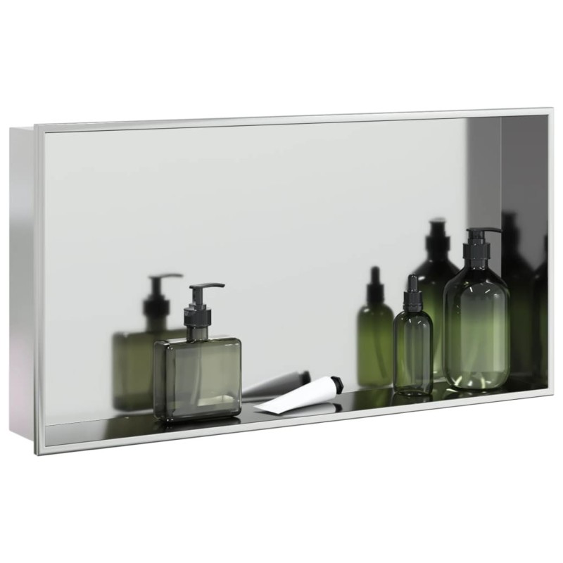 Niche de douche argenté brossé 62x32x9 cm acier inoxydable 