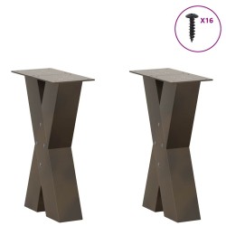 Pieds de table basse en forme de X, 2 pièces, acier naturel, 28 x (42-43) cm 